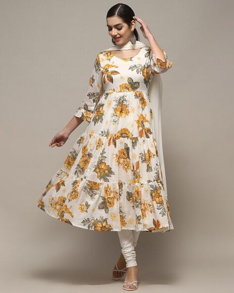 biba cotton anarkali dress Biba Old Rose Embroidered Anarkali Set
