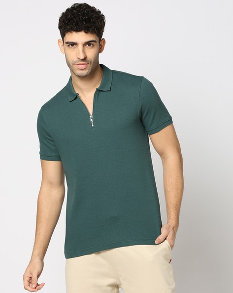 Men Ribbed Regular Fit Polo T-Shirt