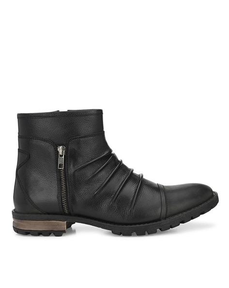 Plain-Toe Boots with Zip Fastening