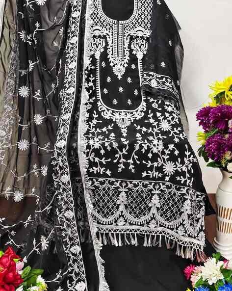 Women Embroidered 3-Piece Dress Material Price in India