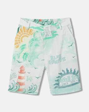 blue giraffe Regular Fit Graphic Shorts with Button Closure-picture-43