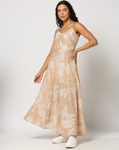 Buy Khaki Beige Dresses & Gowns for Women by Svrnaa by AZORTE Online |  Ajio.com