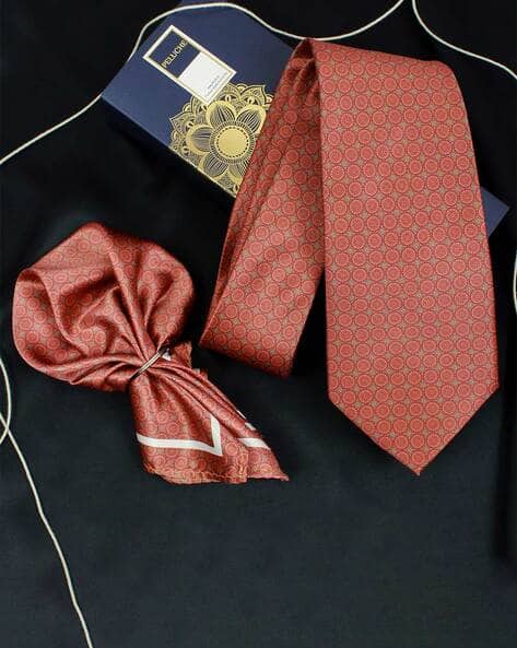 Men Printed Tie Pocket Square Set