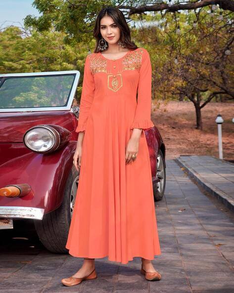 Buy Peach Dresses Gowns for Women by Peachmode Online