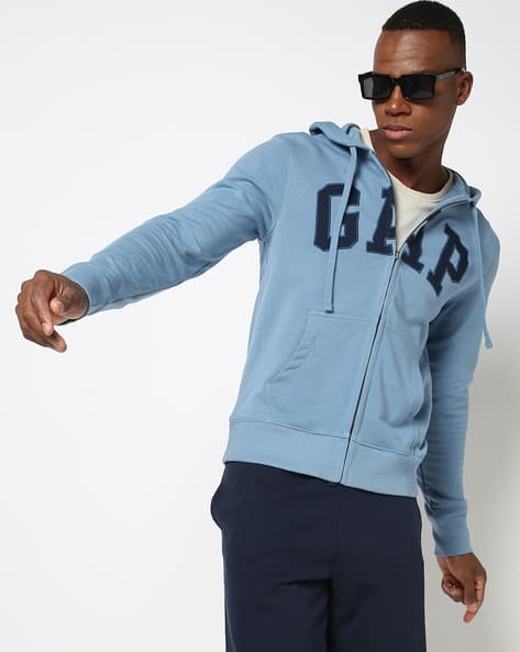 Men Heritage Logo Print Zip-Front Hoodie