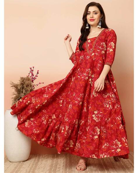 Red Kurtas for Women by Kimayra Online | Ajio.com