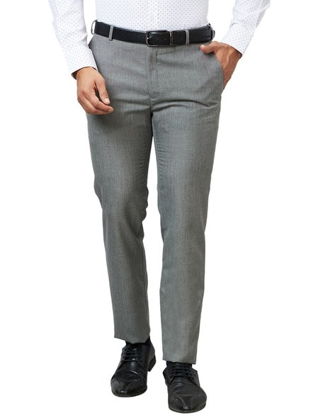 Raymond Men Slim Fit Flat-Front Trousers