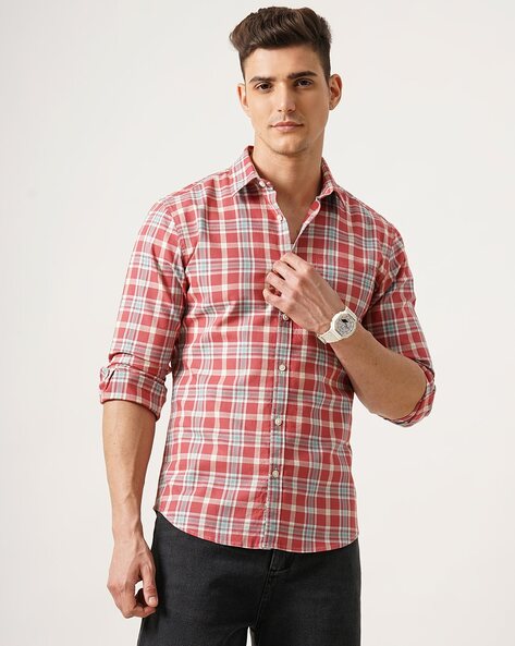 Men Checked Slim Fit Shirt