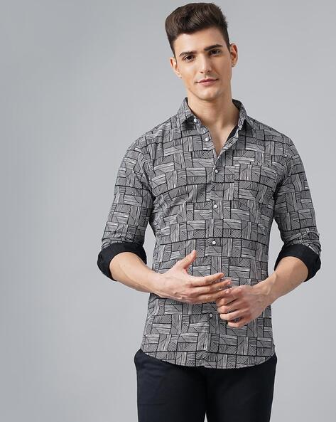 Men Geometric Print Slim Fit Shirt