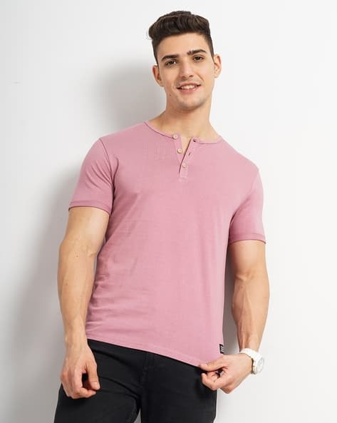 Men Slim Fit Henley T-Shirt