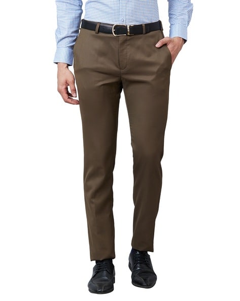 Raymond Men Slim Fit Flat-Front Trousers