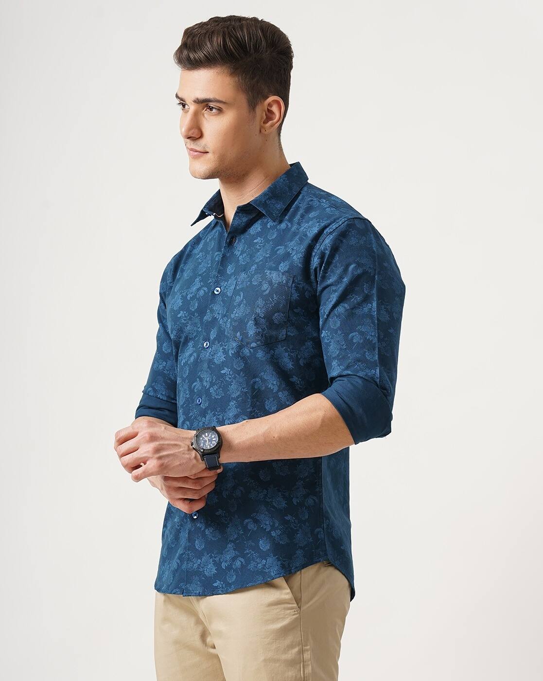 Buy British Club Men Floral Print Slim Fit Shirt Online | Ajio.com