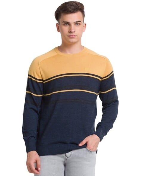 Colorplus Men Colourblock Regular Fit Crew-Neck Pullover