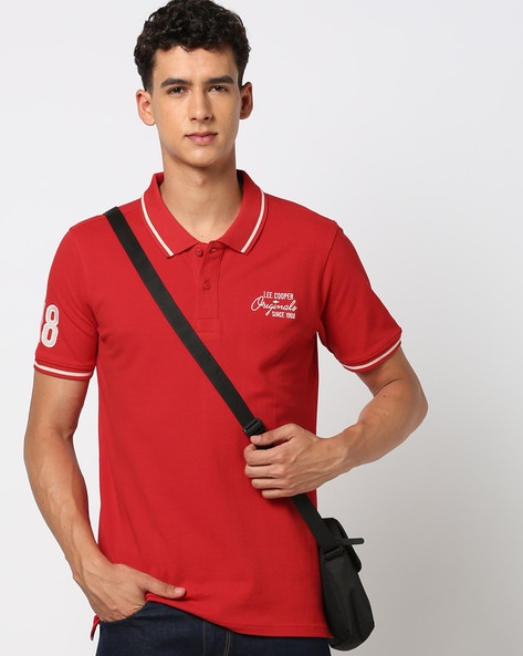 Men Regular fit Polo T-Shirt with Brand Print