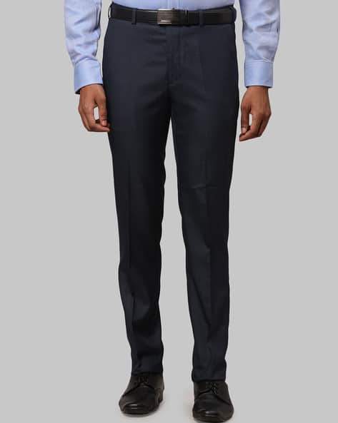 RAYMOND Slim Fit Flat-Front Trousers