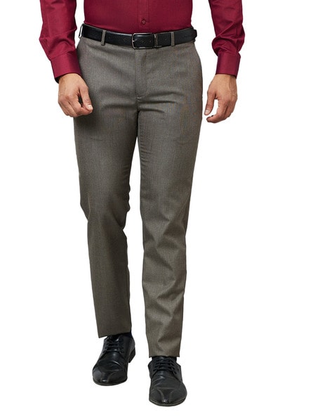 Raymond Men Slim Fit Flat-Front Trousers