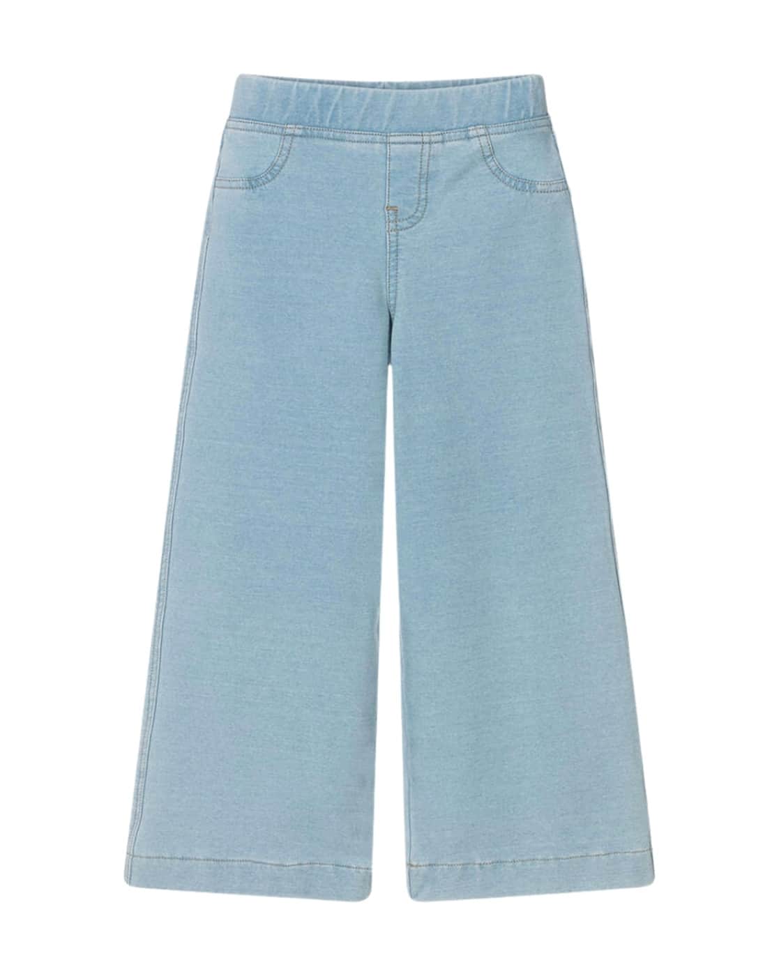 Buy AIGNER Lightly Washed Wide Leg Jeans | Blue Color Girls