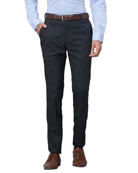 RAYMOND Men Flat Front Slim Fit Trousers
