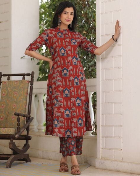 Women Printed A-Line Kurta with Pants 