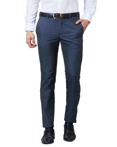 Raymond Men Slim Fit Flat-Front Trousers