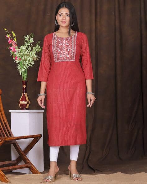 KAIRAB Women Embroidered Straight Kurta Set