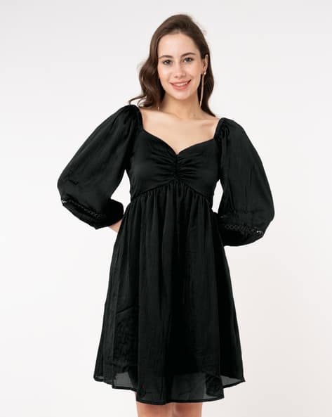 Women Sweartheart-Neck Mini Skater Dress