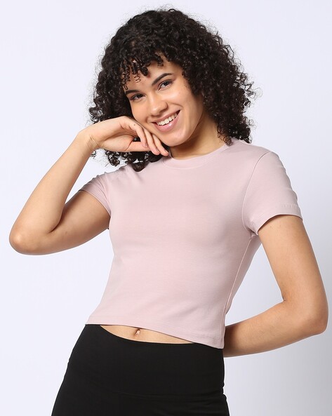 Women Basic Sunflower Slim Fit Crew-Neck Short T-Shirt