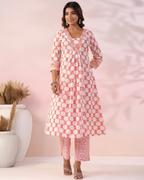 Embroidery A-line Kurta Set Price in India