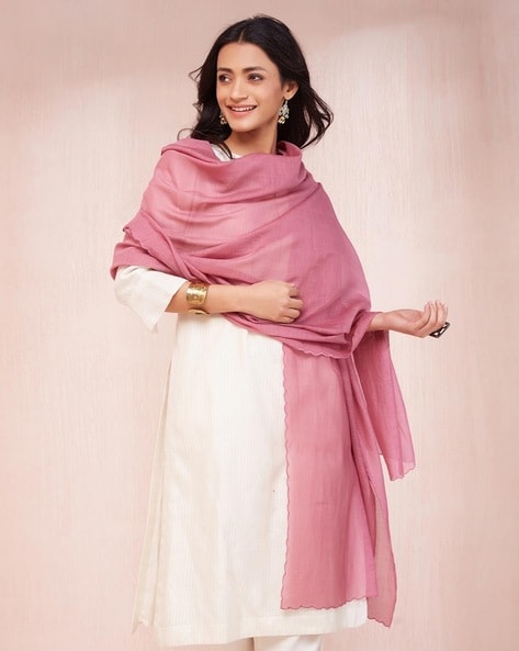 Women Dupatta with Scalloped Border Price in India