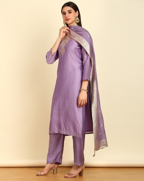 Women Woven 3-Piece Dress Material Price in India