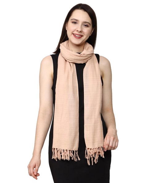 Women Striped Cotton Stole with Tassels Price in India