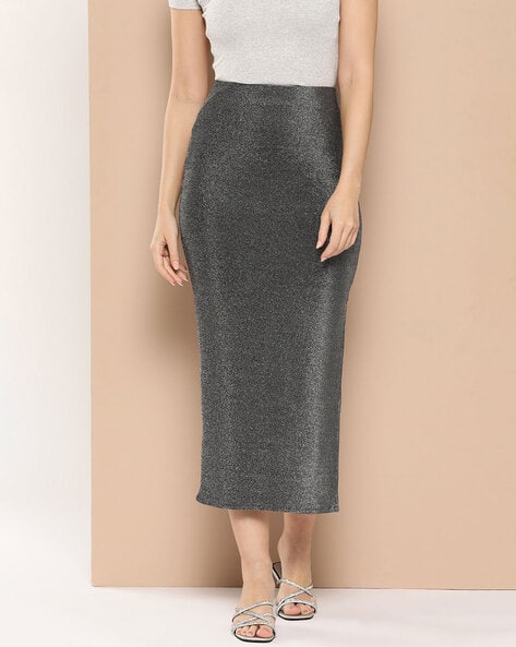 Fashion Long Pencil Skirt Gray Shein Elegant Knee Length Floral
