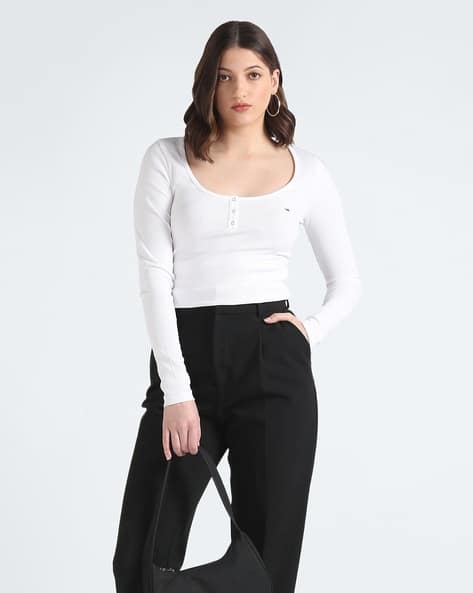 White Tommy Hilfiger Women's Blouses Sale Buy White Tops For