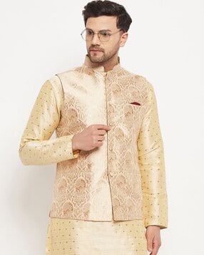 vastramay Men Woven Nehru jacket with Mandarin Collar-picture-22