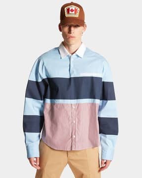 Buy Dsquared2 Rugby Hybrid Cotton Oversized Shirt | Sky Blue Color