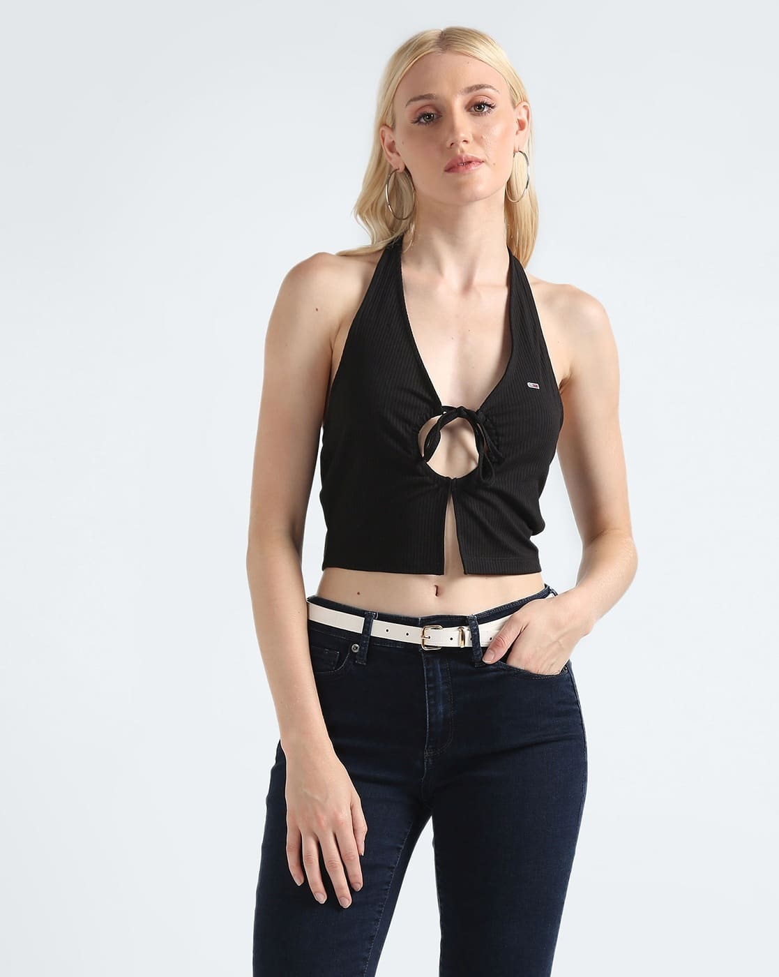 Buy TOMMY HILFIGER Women Ribbed Gathering Regula Online | Ajio.com