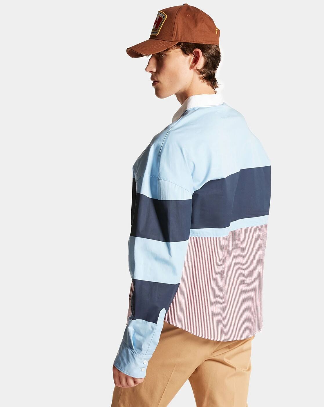 Buy Dsquared2 Rugby Hybrid Cotton Oversized Shirt | Sky Blue Color