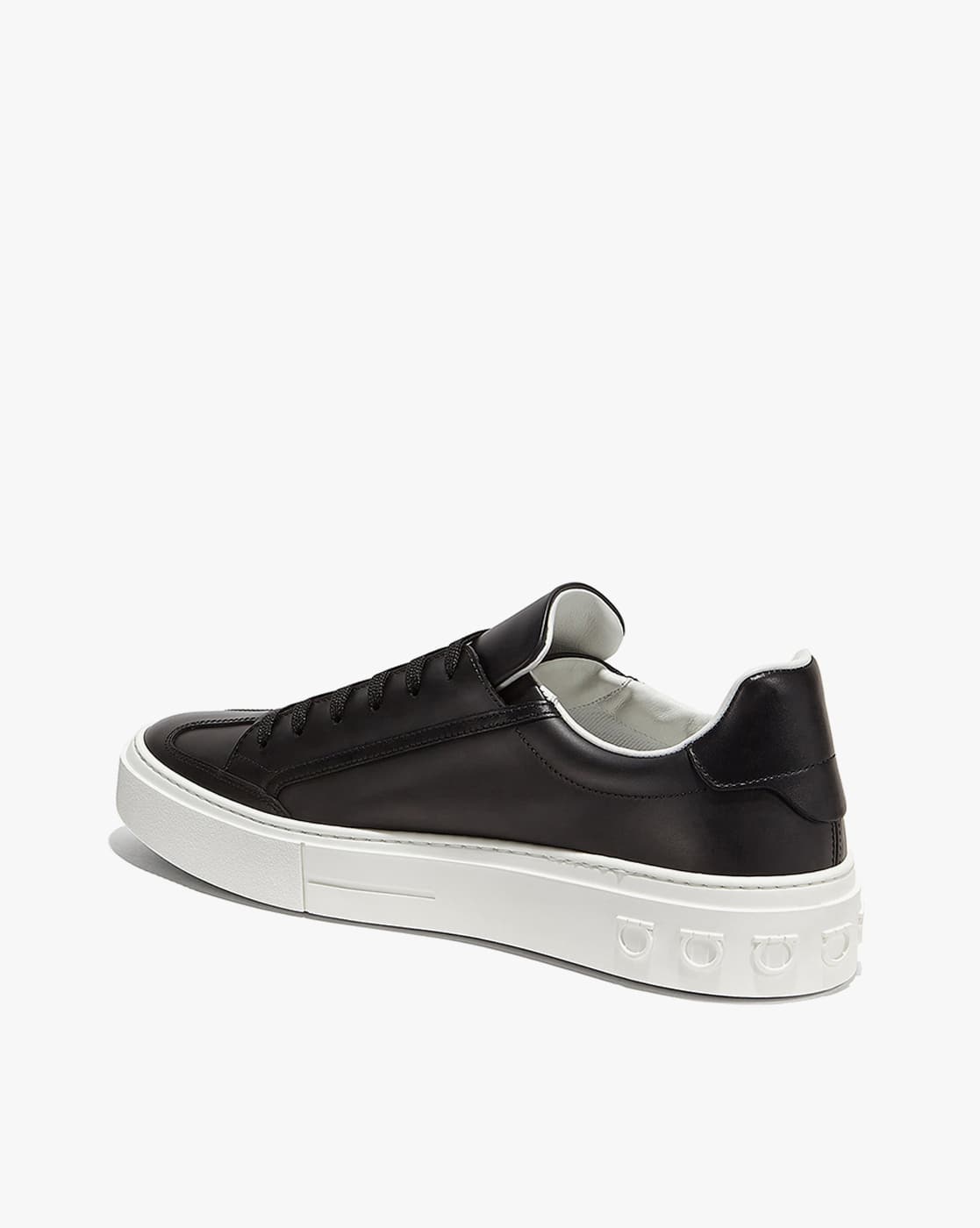 Buy Ferragamo Borg Gancini Panelled Lace-up Sneakers | Black Color