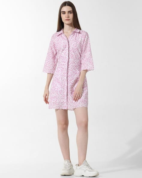 Women Spread Collar Shirt Dress