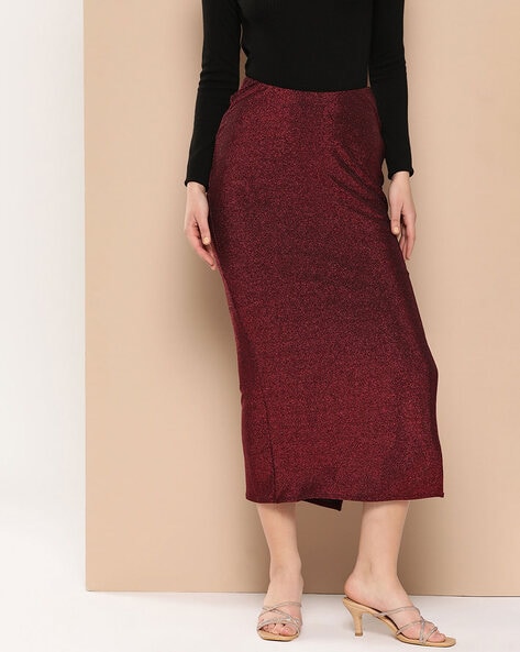 Maroon pencil skirt online india best sale