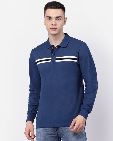 Men Striped Regular Fit Polo T-Shirt