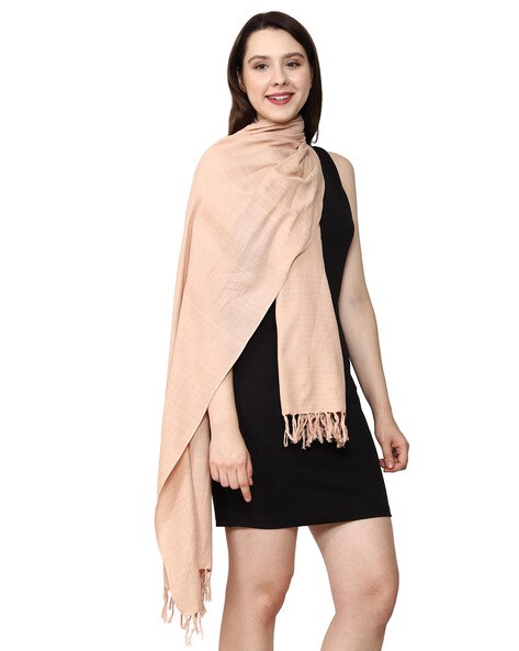Women Striped Cotton Stole with Tassels Price in India