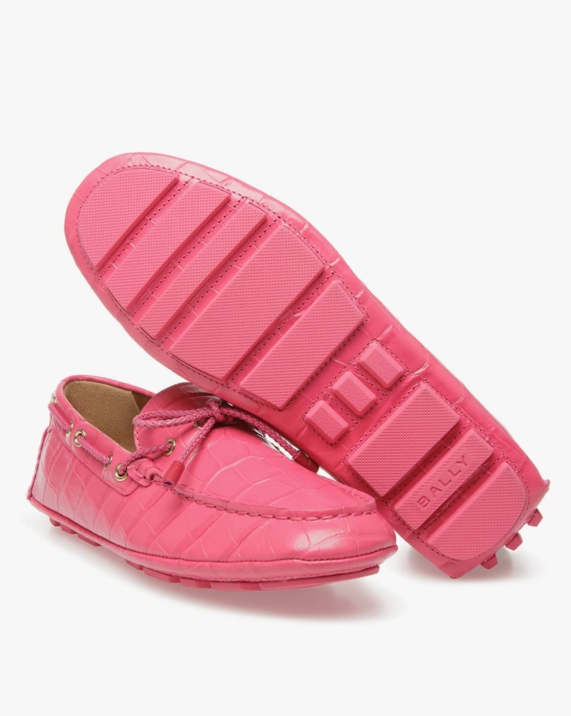 Pink Bally Loafers Kyan-Croc-W Leather Drivers