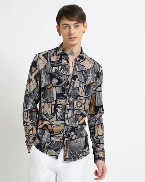 Men Printed Slim Fit Shirt