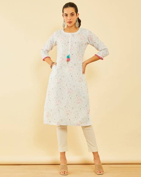 Women Floral Print Straight Kurta
