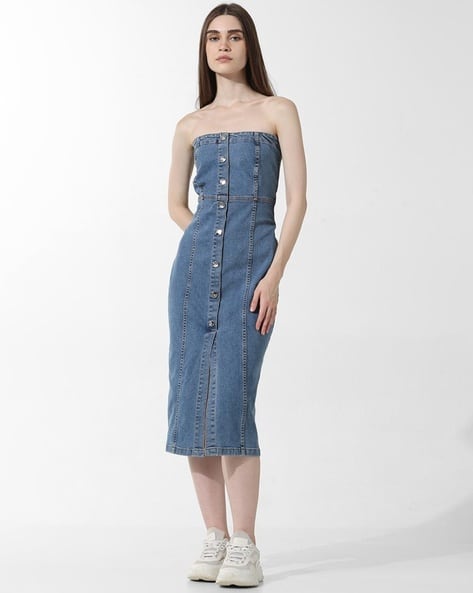 denim off the shoulder bodycon dress Buy Blue Dresses for Women by ONLY Online Crafted from a blend BIS-01-28-26 Burgundy Sheer-Sleeve Maxi Dress Color:Offwhite
