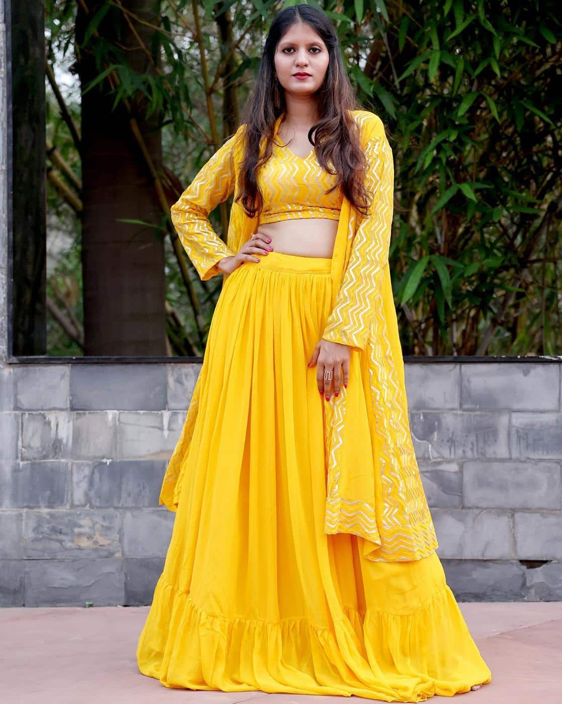 Women Embroidered Flared Lehenga Choli Set