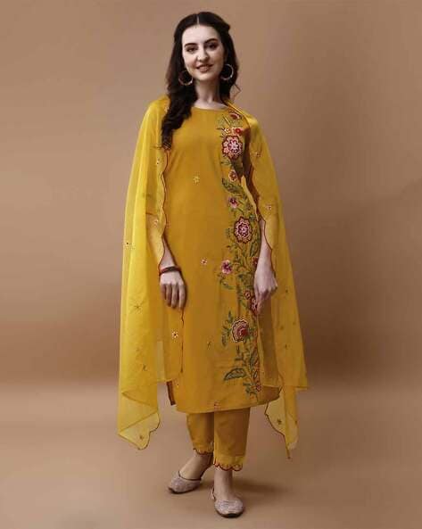 Mustard Kurta Suit Sets for Women by BERRYLICIOUS Online | Ajio.com