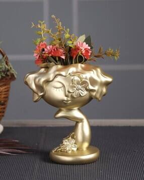 Women Figurine Metal Vase