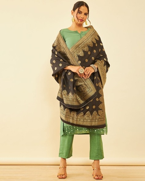Women Floral Woven Dupatta Price in India